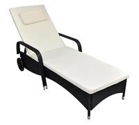 Xichuzi Tumbona con Ruedas de ratán sintético Negra, Tumbonas Jardin Exterior, Tumbona Piscina, Sun Lounger, Tumbonas De Jardin, Tumbona De Playa - 42482