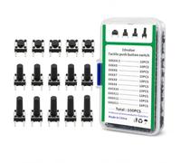 Xiciki 100 unidades 10 valores, 6 x 6 mm, interruptor de botón táctil, 4 pines, kit surtido de interruptores táctiles, patas largas, botón pulsador para audio