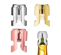 Xiciki 3 tapones de champán de acero inoxidable con caño largo y junta de silicona, para fiestas, celebraciones y hogar, incluye variantes de color (oro, oro rosa y plata)