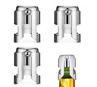 Xiciki 3 tapones de champán de acero inoxidable con caño largo y junta de silicona para fiestas, celebraciones y hogar (plateado)