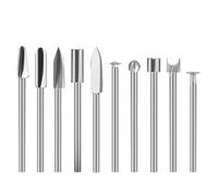 Xiciki Juego de 10 herramientas de tallado de madera para Dremel, juego de brocas HSS, vástago de 3 mm, para tallar madera, grabado y escultura