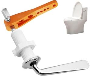 Xiciki Repuesto de manija de inodoro de repuesto, palanca de cisterna cromada de aleación de zinc duradera con brazo ajustable de 110 mm, kit de repuesto de ajuste universal para la mayoría de tanques