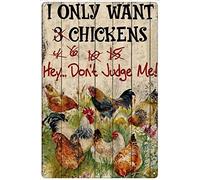 Xiddxu Cartel de metal con texto en inglés "Pallet Don't Judge Me Chicken", regalo para hombres y mujeres, panel de pared rústico, letrero de metal vintage, publicidad, decoración del hogar, garaje