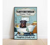 Xiddxu Cartel de metal retro de 20,3 x 30,5 cm con diseño de Rottweiler, póster de baño de burbujas, póster de perro, lindo póster de perro, decoración de baño de perro, decoración de arte nostálgico