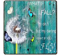 Xiddxu Letrero cuadrado de estaño estilo vintage con texto en inglés "What If I Fall Oh But My Darling What If You Fly", estilo vintage, letrero de metal, decoración de pared, póster de pared, placa