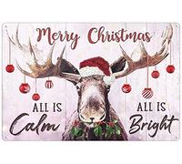 Xiddxu Letrero de metal retro de 14 x 20 cm con texto en inglés "Merry Christmas All is Calm All is Bright" para decoración del hogar, póster de metal, pintura de estaño, arte de pared, manualidades