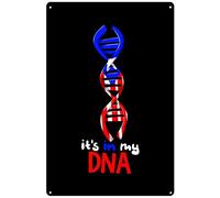 Xiddxu Letrero de metal retro de 20,3 x 30,5 cm con la bandera de Puerto Rico con texto en inglés "It's in My DNA Puerto Rico", decoración de pared para decoración del hogar, póster artístico, cartel