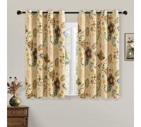 XiDi Beige Cortinas Oscuras Cortas de 137cm para Pequeñas Ventanas 2 Paneles Aislamiento Térmico con Ojales Lujo Diseño Vintage de Plantas FloB Beige52/54/EU