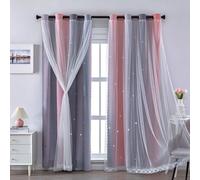 XiDi Cortinas Grises para Dormitorio 213 cm Cortinas de Decoración con Voile para la Habitación de los Niños Adultos Puerta Corredera de Cidrio Cortina Arcoíris