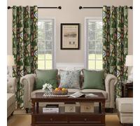 XiDi Cortinas oscurecedoras de Navidad con estampado de plantas en musgo verde 244 cm de extra alto 2 paneles con diseño retro aislamiento térmico con ojales Impresión botánica de lujo Cottagecore