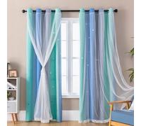 XiDi Cortinas para Niños 213 cm Caída con Vizón para Tratamiento de Ventanas Oscurecimiento de la Sala Cortinas Recortadas de Estrella Coloridas Reducción de Ruido