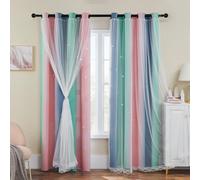 XiDi Cortinas para Niños 213 cm Drop with Sheer para el Oscurecimiento de la Sala de Tratamiento de Ventanas Cortinas Coloridas Reducción de Ruido Decoración de Dormitorio
