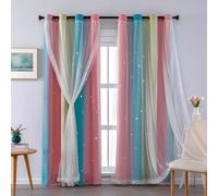 XiDi Cortinas para niños 213 cm Drop with Sheer para el Oscurecimiento de la Sala de Tratamiento de Ventanas Cortinas Amarillas Coloridas Decoración de Dormitorio de Reducción
