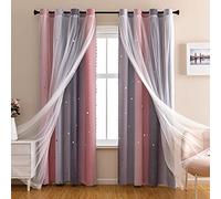 XiDi Dream Star - Cortinas Opacas para habitación Infantil, diseño de Princesa, para Ventana de Dormitorio Hija, Color Gris, 52 x 63 cm