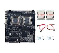 XIDIT Placa base X99 de doble enchufe + CPU 2XE5-2620 V4 + 2 grasas térmicas + cable de interruptor + cable SATA LGA2011 V3/V4 8XDDR4 ECC ranura RAM piezas de repuesto