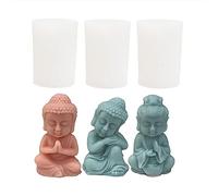 Xidmold 3 moldes de silicona de Buda para velas, molde 3D de Buda, molde de yeso, molde de jabón, molde para yeso, jabón, velas de cera de soja