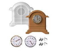Xidmold Molde de reloj de resina con 2 caras de reloj y resortes de metal, molde de reloj de mesa de silicona para fundición epoxi, números romanos, kit de reloj de mesa para decoración del hogar
