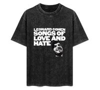 XIEAI Leonard Cohen Songs of Love and Hete Men's T-Shirt Graphic Unisex Black Top Shirt XL