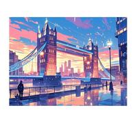 Xieazgsn 5D Diamond Painting Adultos Londres, Kit Pintura de Diamantes DIY Puente, Manualidades Niños y Adultos, Regalo Original Cumpleaños, Decoración Pared Hogar, Strass Redondos 70x90 cm, z@2046