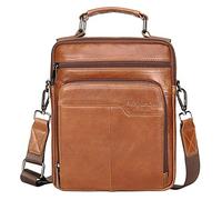 Xieben Bolsa De Mensajero De Hombro De Cuero De Negocios Para Hombres Y Mujeres, Bolso De Viaje Crossbody Al Aire Libre Marrón Talla M