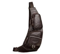 Xieben Bolso Bandolera De Cuero De La Vendimia Bolso Cruzado Para Hombres Mujeres Viajes Moto Exterior Mochila Mensajero Paquete Mochila Café