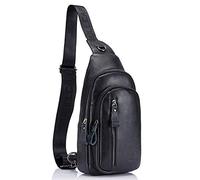 Xieben Bolso bandolera de cuero Mochila para hombres, mujeres, bandolera, hombro, pecho, paquete de día, mochilas, viajes al aire libre, camping, senderismo, mochila