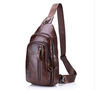 Xieben Bolso bandolera de cuero Mochila para hombres, mujeres, bandolera, hombro, pecho, paquete de día, mochilas, viajes al aire libre, camping, senderismo, mochila