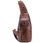Xieben Bolso bandolera de cuero Mochila para hombres, mujeres, bandolera, hombro, pecho, paquete de día, mochilas, viajes al aire libre, senderismo, acampada, mochila informal