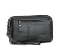 Xieben Bolso De Cuero Correa Para La Muñeca Para Hombre Titular De Teléfono Bolso Para La Bolsa Negocio Compartimientos Múltiples Bolso Phone Negro