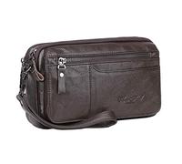 Xieben Bolso De Cuero Correa Para La Muñeca Para Hombre Titular De Teléfono Bolso Para La Bolsa Negocio Compartimientos Múltiples Bolso Phone Café