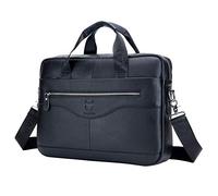 Xieben Bolso de mensajero de cuero para negocios, maletín, bolso para hombres, para computadora de 14 pulgadas, bandolera, bolsa de hombro, Negro