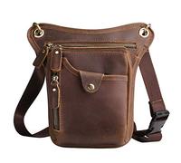 Xieben Leather Drop Leg Bag para Hombres Mujeres Motocicleta Bike Riding Ciclismo Multiuso Muslo Cintura Riñonera Bum Pocket Senderismo Deportes Camping Pouch Marrón