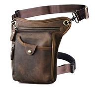 Xieben Vintage Cintura Bolsa de Cuero Gota Pierna Bolsa para Hombres Mujeres Bolso Multifuncional Militar Táctico Moto Bicicleta Jinete Ciclismo Senderismo Deportes Camping Montar Deep Brown