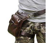 Xieben Vintage Cintura Bolsa de Cuero Gota Pierna Bolsa para Hombres Mujeres Bolso Multifuncional Militar Táctico Moto Bicicleta Jinete Ciclismo Senderismo Deportes Camping Montar café