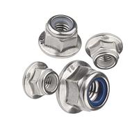 Xiedeai Tuerca de Brida Rosca - Tuerca con Arandela Acero Inoxidable Anti-Flojo Nylon Autoblocante Tapón de Rosca M4 M5 M6 M8 M10 M12