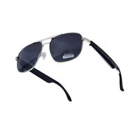XIEFEI Gafas de audio Bluetooth inteligentes GS02 con cámara de control remoto, carga magnética, marco clásico, gafas de sol para escuchar llamadas de música (marco plateado)