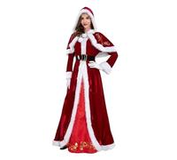 XIEHYA Disfraz Mamá Noel Disfraz de Mamá Noel for mujer, vestido largo rojo terciopelo for fiestas navideñas(XXL)