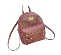 XIEHYA Mochila Con Remache Mochila de cuero PU con remaches for mujer, mochila escolar color sólido for estudiantes universitarios, bolso informal for(Purple)