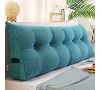 XIEMINLE Almohada lumbar triangular para cabecero de cama, sofá tatami, dormitorio, reposacabezas de cama, cojín de respaldo de lectura, almohada de lectura, cojín lumbar, 80 x 50 x 20 cm, azul 2