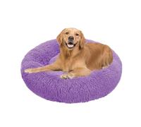 XIEMINLE Cama calmante para perros con forma de dona para interiores, cama de felpa antiansiedad, cojín redondo para mascotas, lavable, tapete cálido con parte inferior antideslizante para perros