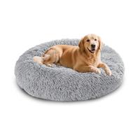 XIEMINLE Cama calmante para perros, esponjosa, antiansiedad, lavable, para perros, gatos, almohada de felpa para mascotas, cojín redondo para gatos, colchón cálido para cachorros con parte inferior