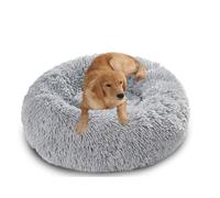 XIEMINLE Cama de felpa para perros, calmante y antiansiedad, cojín ortopédico redondo para mascotas, tapete cálido para perros, lavable, cesta grande para cachorros con parte inferior antideslizante