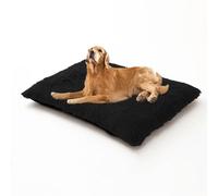 XIEMINLE Cama grande para perros, cojín de felpa para mascotas, mullido, antiansiedad, colchón lavable y suave, cómoda jaula acolchada con parte inferior antideslizante (78 x 55 x 10 cm, negro)