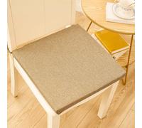 XIEMINLE Cojín cuadrado de lino y algodón con lazos, cojín para silla, lavable, con funda extraíble, para cocina, oficina, jardín, patio, uso interior (45 x 45 x 4 cm, marrón claro)