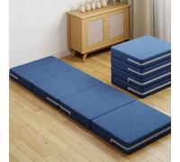 XIEMINLE Colchón plegable, colchón plegable de espuma de alta densidad, cama plegable de 4 pliegues, cómoda alfombrilla de camping con funda extraíble para sofá, cama, camping, viajes, oficina (120 x