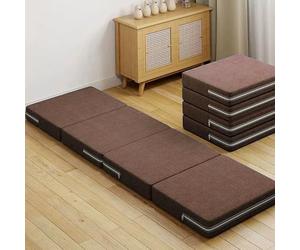 XIEMINLE Colchón plegable, colchón plegable de espuma de alta densidad, cama plegable de 4 pliegues, cómoda alfombrilla de camping con funda extraíble para sofá, cama, camping, viajes, oficina (120 x