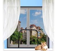 XIEMINLE Red de seguridad para ventana de gatos personalizada para protección de gatos, mosquitera autoadhesiva, antiinsectos, para ventana de balcón, malla de protección para gatos con cremallera