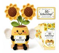 XIESUNUN 50 regalos de cumpleaños para mujer y hombre, 50. regalo de cumpleaños para marido, mujer, bolso de bolsillo, girasol hecho a mano, abejas, regalo para 50 cumpleaños para mamá, hermana