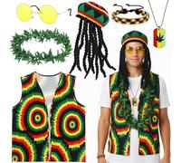 Xietaea Disfraz de Bob Marley Rasta Accesorios