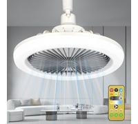 Xiexieni Ventilador de Techo con Luz LED 30W, 3 Velocidades, Regulable, E27 Lampara con Mando a Distancia, Silencioso Lampara Ventilador de Techo para Dormitorio, Salón, Comedor, 24.5cm